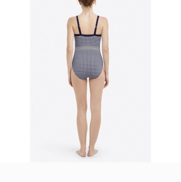 Draper James x Lands' End Draped One Piece Swimsuit Blue Gingham Size 10 New NWT - Picture 5 of 13
